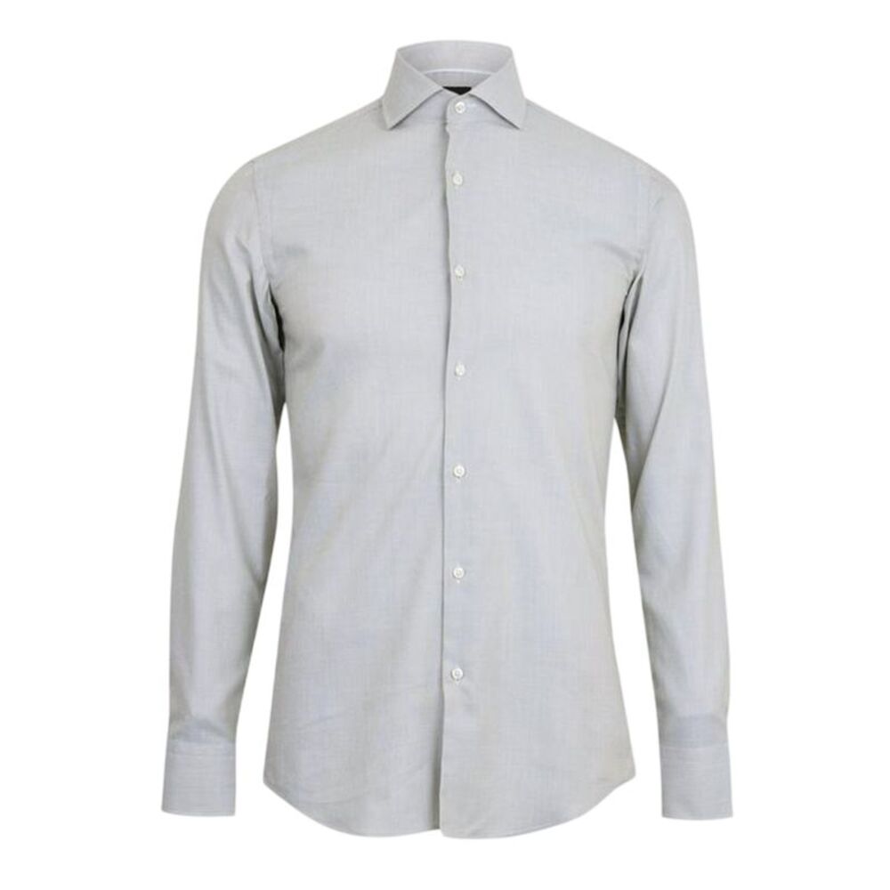 Boss Mens Spread Collar Long-Sleeved Shirt / Light Grey